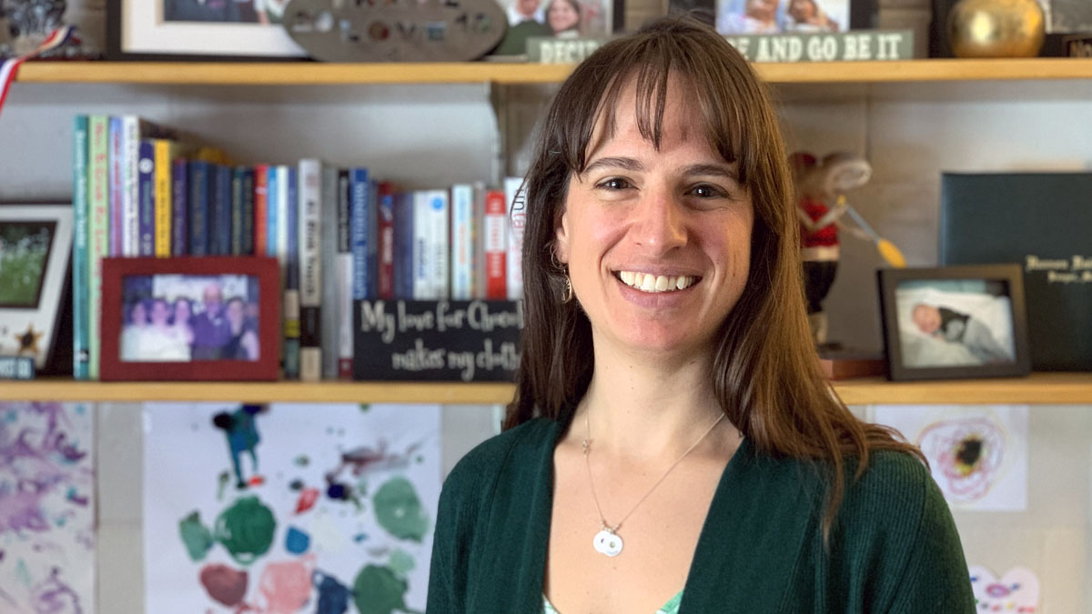Photo of Jacquie Martin in her office at Fort Fairfield Middle/High School