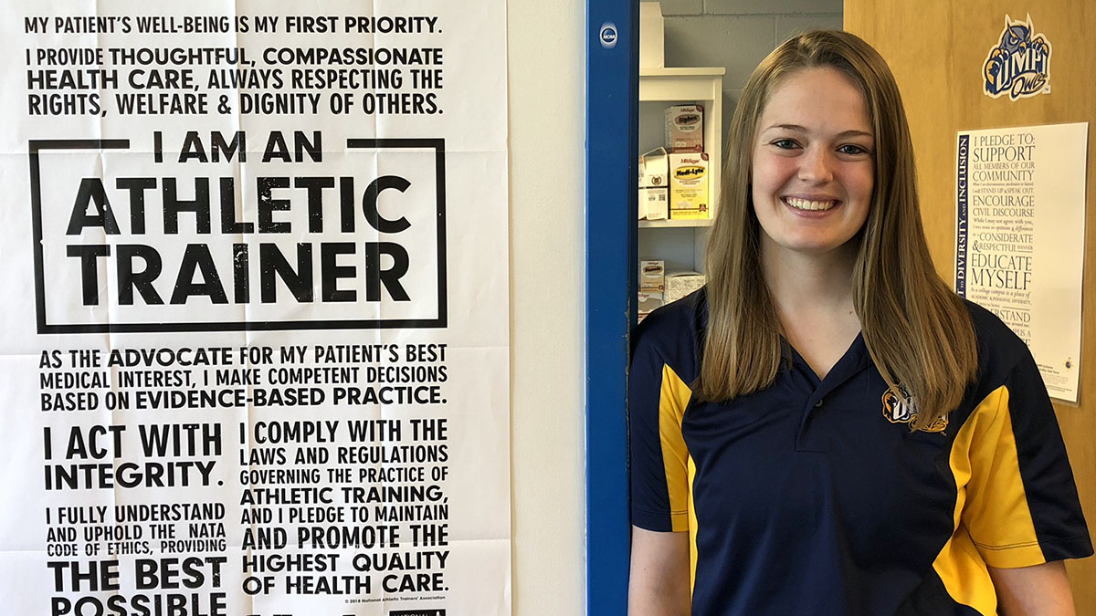 Sara Packard in athletic training office