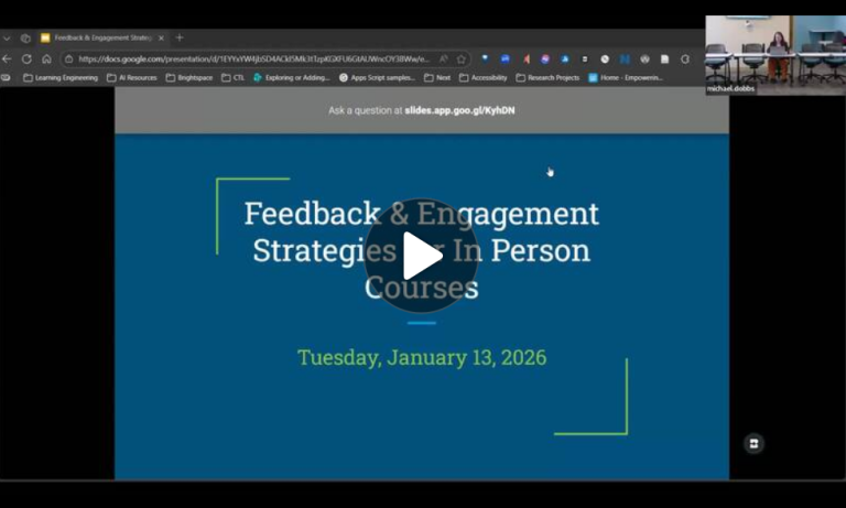 Feedback and Engagement Strategies Workshop recording