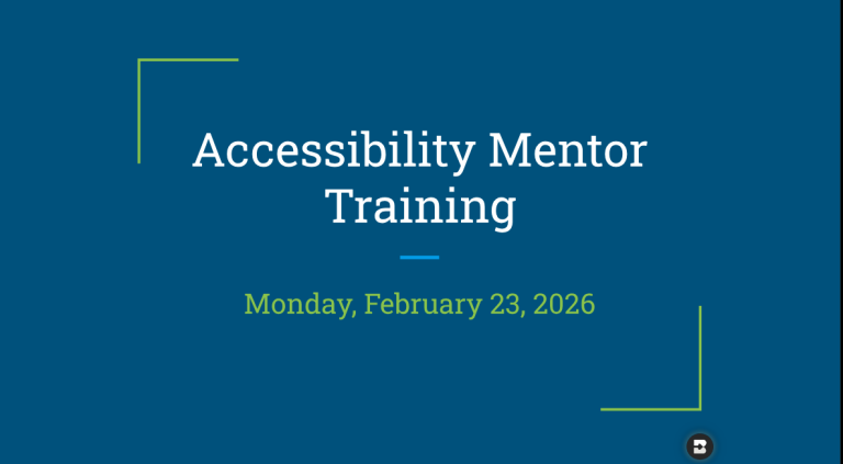 Accessibility Mentor Training