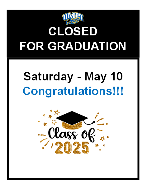 UMPI Owls logo Closed for graduation