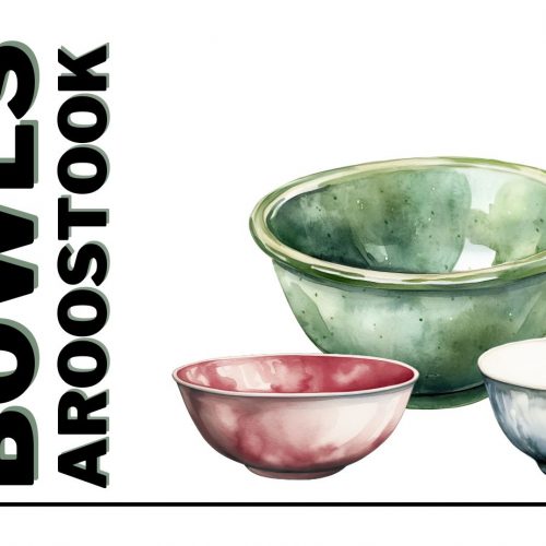 Empty Bowls Aroostook logo, featuring ceramic bowls in various colors.