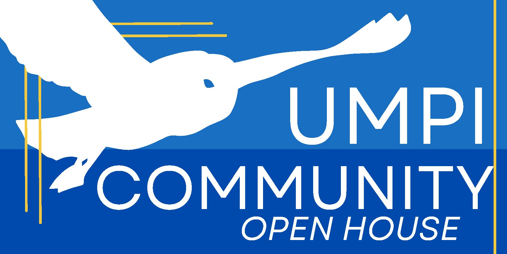 Graphic featuring a snowy owl illustration and the words "UMPI Community Open House".